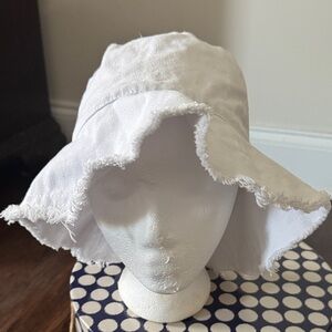 White Frayed Sun Hat
